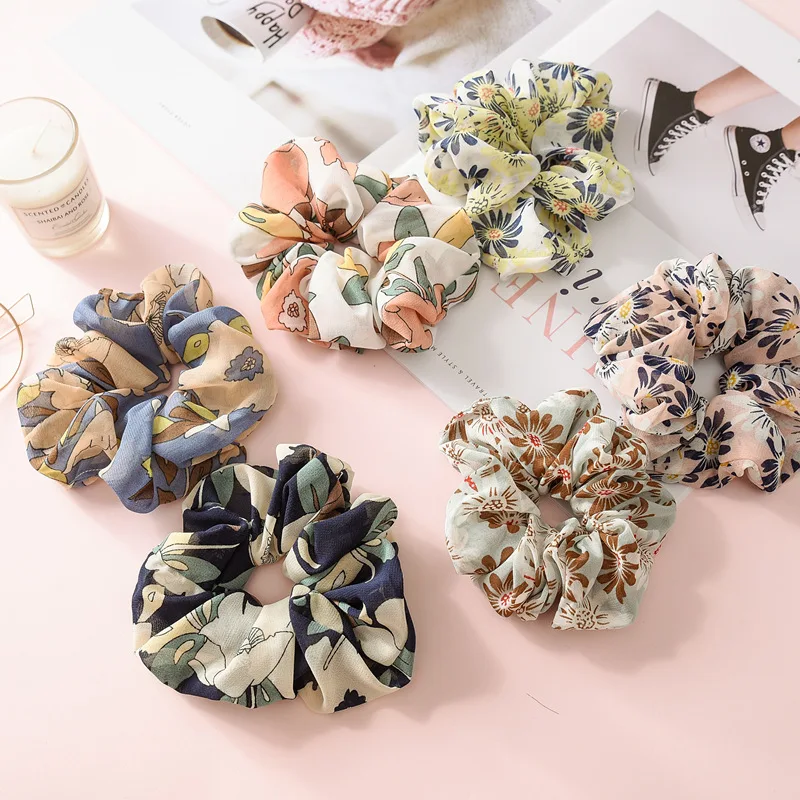 15PC/lot Spring Summer Foral Streamers Hair Ponytail Holder High quality Elastic Hair Bands wholesale