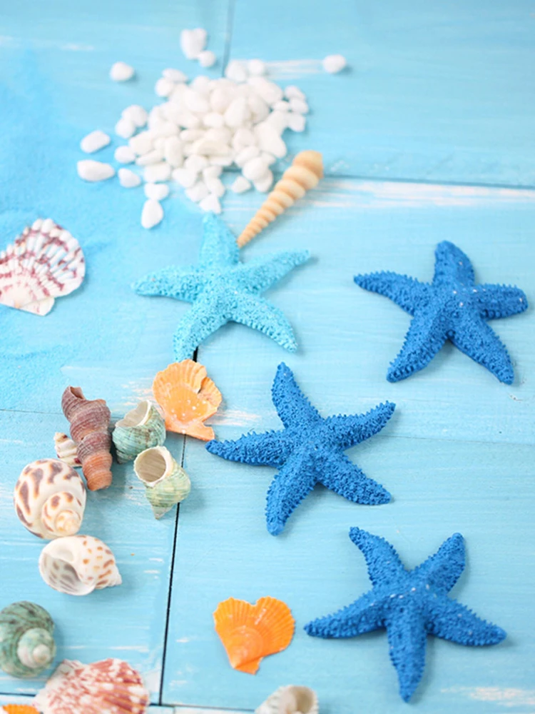Properti Latar Belakang Fotografi Aksesori Pemandangan Pernikahan Bintang Laut Resin Simulasi Keong Kerang Alami Indah untuk Studio Foto