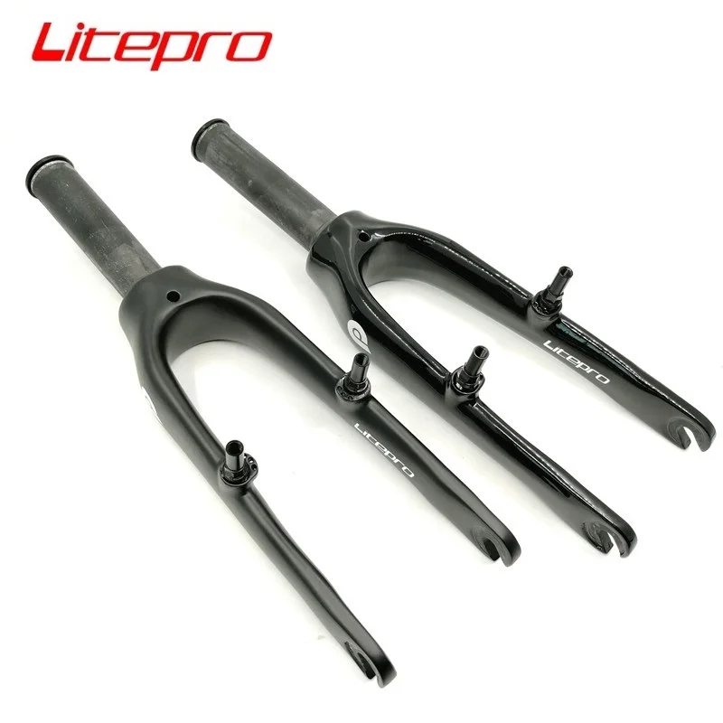 

LITEPRO Carbon Carbon Fiber Fork 412 K3 BMX Folding Bike 74mm Front Fork 14 Inch V Brake Folding Bicycle Part