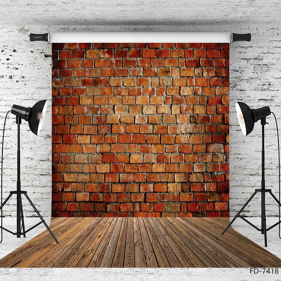 Photographic Backdrops Brown Brick Wall Wooden Floor Customized Backgrounds Photo Studio for Children Portrait Dolls  Photoshoot