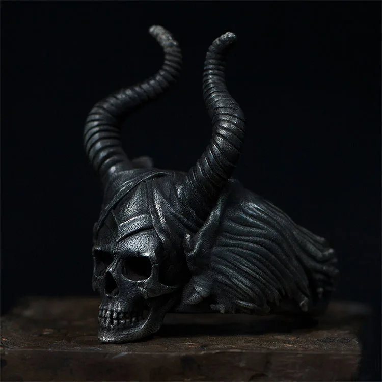 Unique Punk Gothic Satanic Demon Sorath Shofar Skull Ring Men 316L Stainless Steel Biker Ring Baphomet Boyfriend gift OSR290