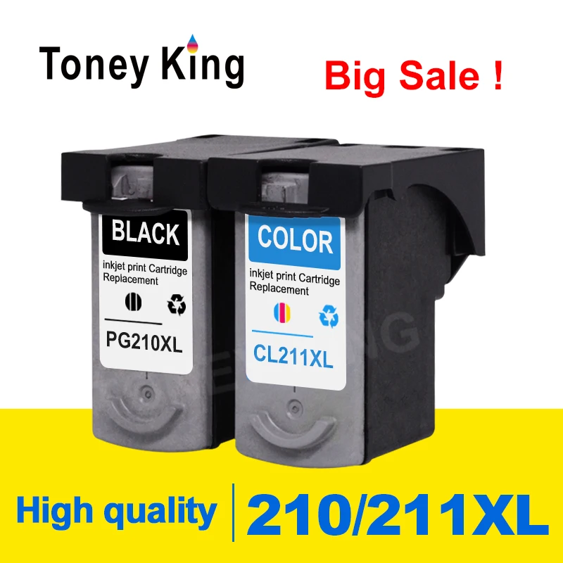 Toney King pg210 cl211 Ink Cartridge PG210 CL211 Refill Ink kit Replacement for Canon Pixma IP2700 IP2702 MP240 MP250 MP260