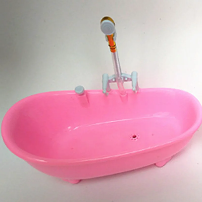 Kawaii Mini Bathtub Kids Toys Furniture Electric Bathroom Toilet Dollhouse Accessories For Barbie Girl Game DIY Birthday Present