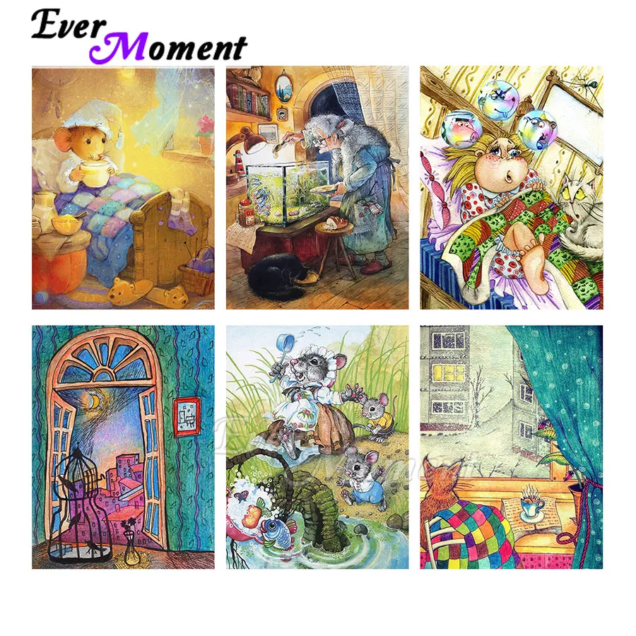 Ever Moment Diamond Painting Full Square Resin Drill Wall Decoration Handmade Paint By Diamond Beads Art Cartoon Picture ASF2276