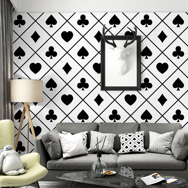 WELLYU Nordic style wallpaper tv background black and white lattice geometric bedroom living room modern stylish wallpaper