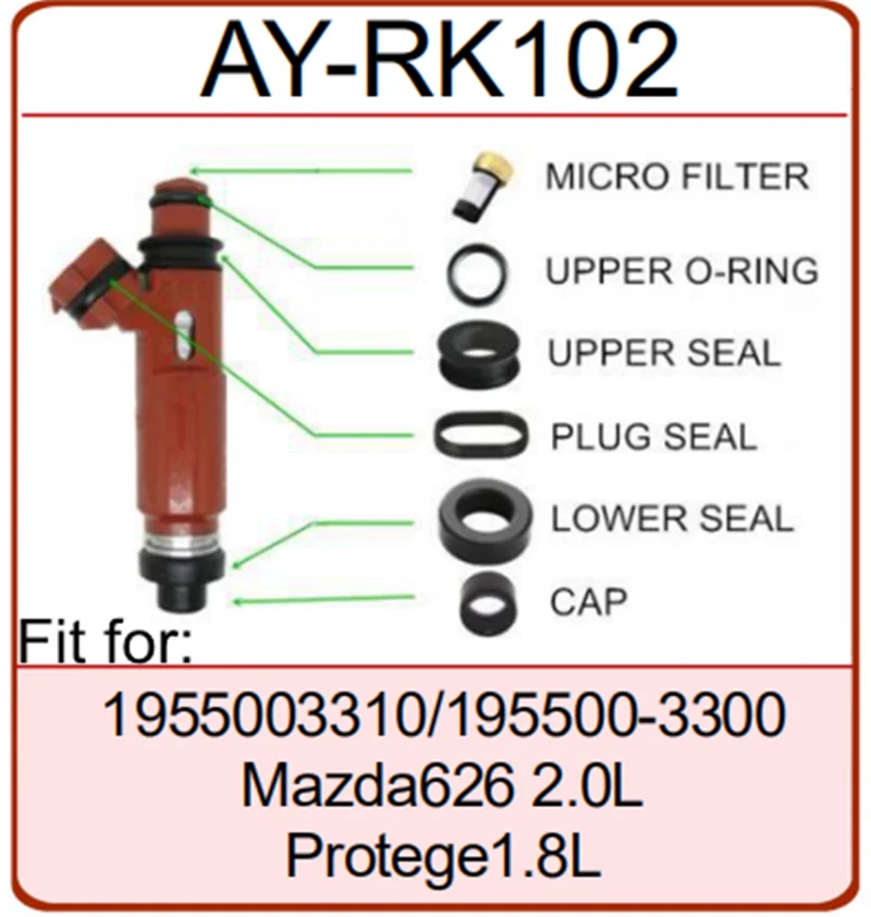 

Fuel Injector Repair Kits 40sets/240pcs for Mazda 626 part 195500-3310 Top Quality for AY-RK102