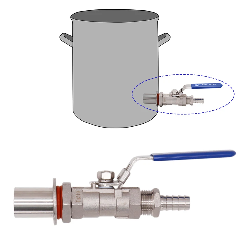 

1/2" Stainless Steel Kettle Valve Kit w/barb, 1/2"NPT, 1/2"Barb, Free Shipping