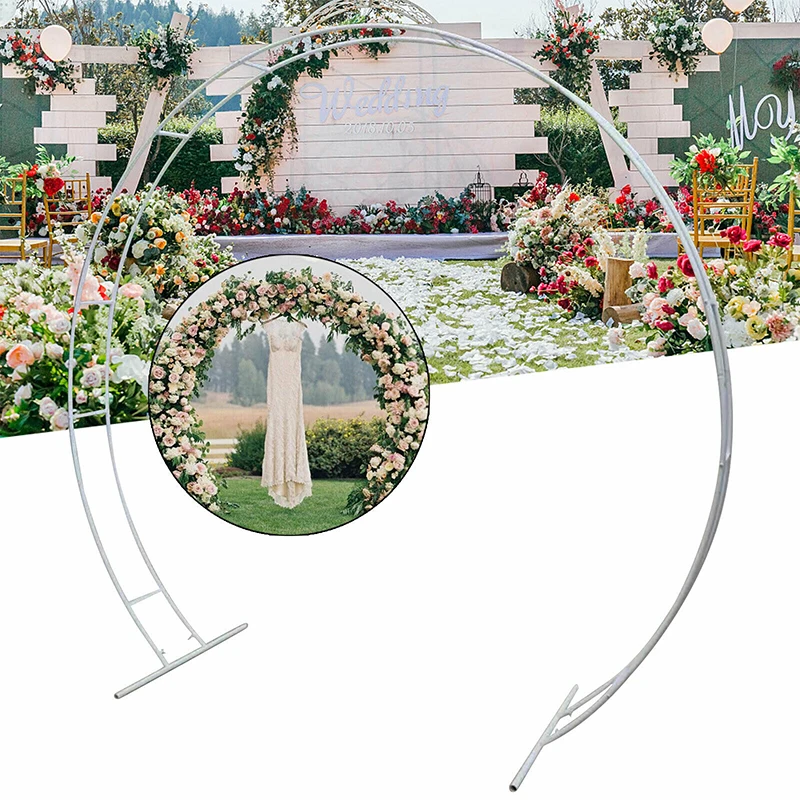 2.3mx2.7m Wedding Arch Flower Display Metal Frame Round Balloon Stand Garden Patio Party Mall Events Backdrop Decor White