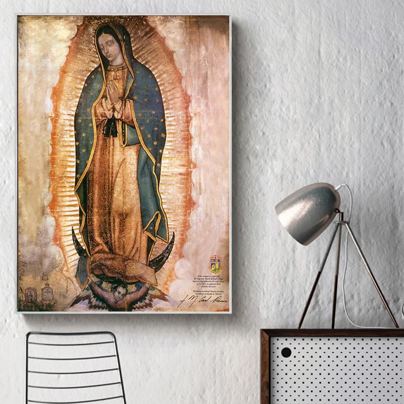 Portrait Canvas Paintings The Virgin Day of Guadalupe In Mexico Posters and Prints Wall Art Pictures for Living Room Home Decor