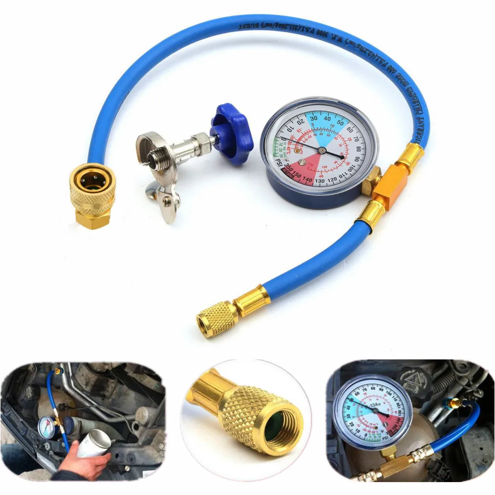 Air Conditioner Hose Refill R12 R22 R134a Refrigerant Gas Car Air Conditioner Recharge Hose Gauge For Freon Filling