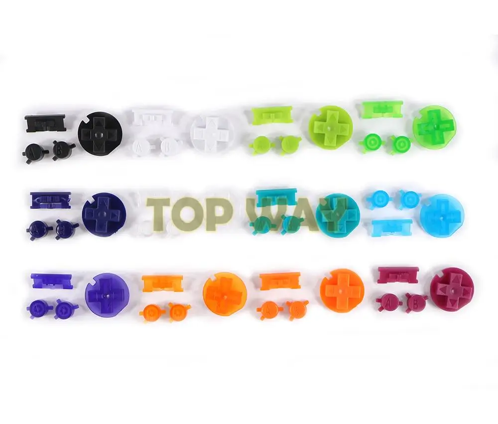 100sets Plastic Power ON OFF Buttons Keypads for Gameboy Color GBC Colorful Buttons for GBC D Pads A B Buttons