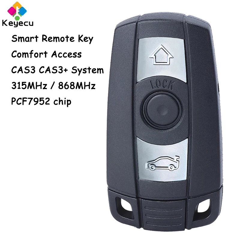 KEYECU Comfort Access System Keyless Go Smart Remote Car Key Fob 3 Buttons 315MHz 868MHz for BMW CAS3 3 5 Series X5 X6 2006-2011