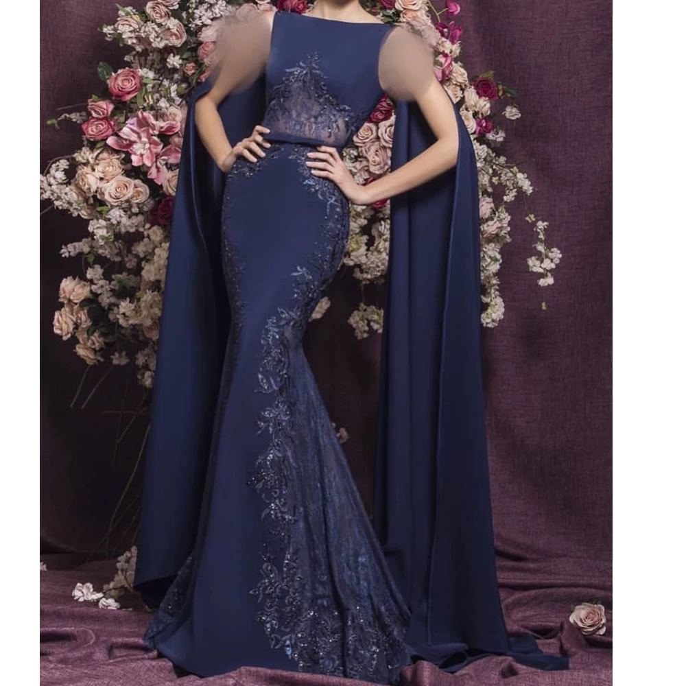 navy blue prom dresses 2020 long sleeve lace sequins evening dresses appliques formal dresses vestido longo festa