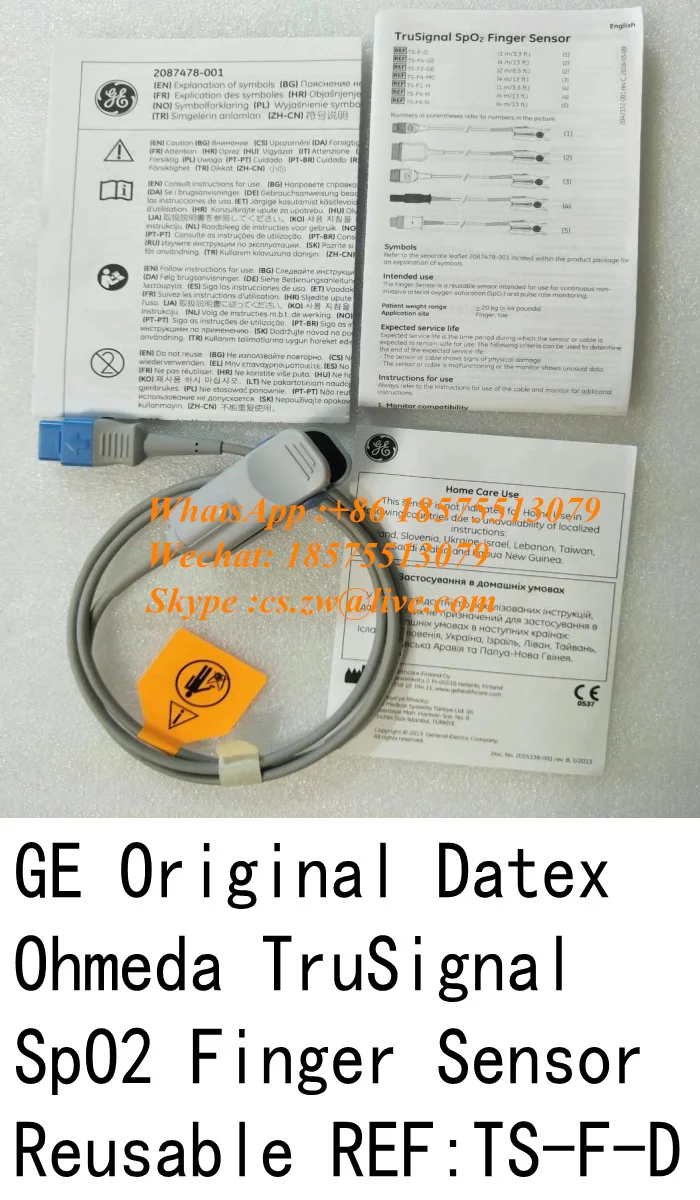 

GE Original Datex-Ohmeda TruSignal SpO2 Finger Sensor Reusable REF: TS-F-D