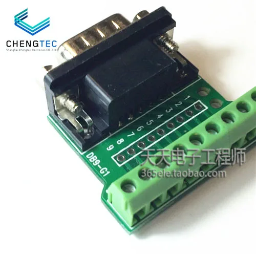 DB9 DR9 Adapter Board Male Female Header Pin Hole 232 Serial Port Transfer Terminal 2.54 Rivet