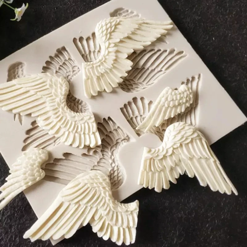 Angel Wings Resin Silicone Fondant Mold For Epoxy Resin Chocolate Pastry Cake Lace Aroma Stone  Decoration Kitchen Baking Tools