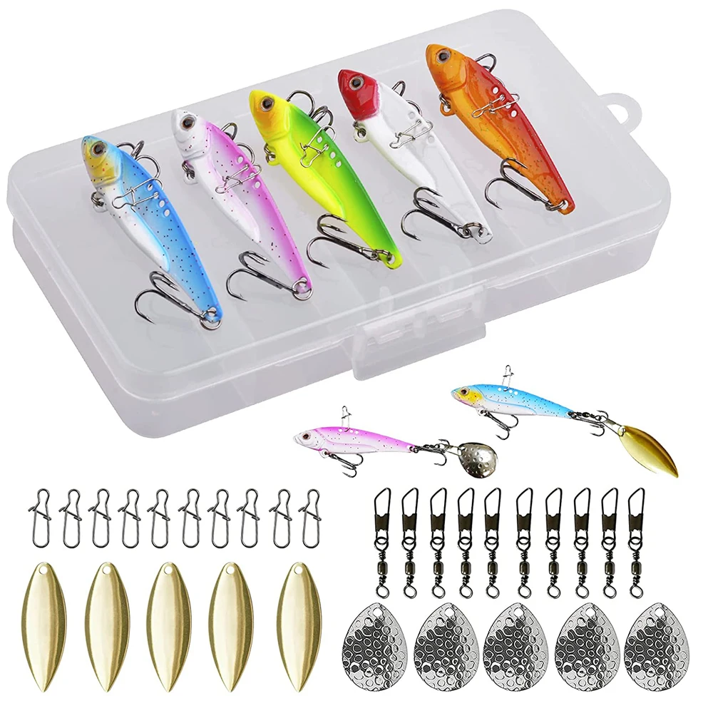 

35Pcs/Set Metal Jig fishing lures Casting Long shot Spoons Artificial VIB Spinner Bait Blade 12g 20g Bass Walleye Fishing