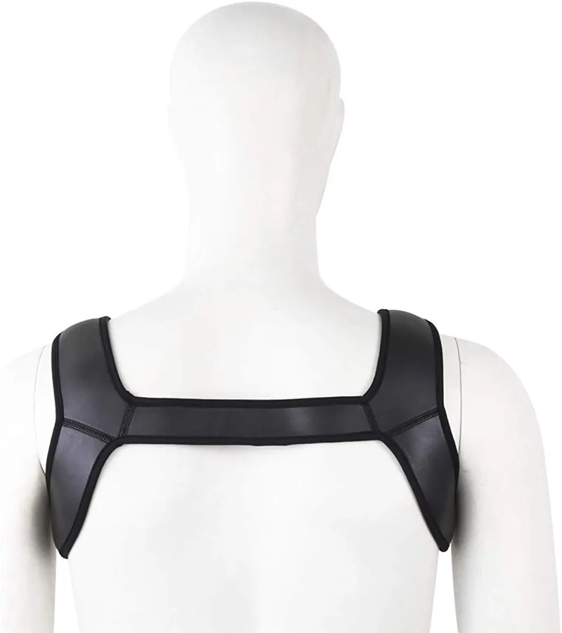 Mens Neoprene Custom Harness Shoulder Strap Muscles Protector Adjustable Club Wear Costume