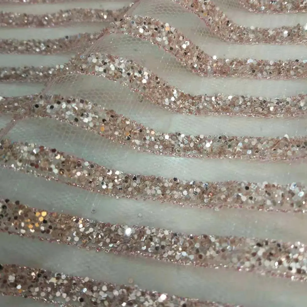 

European Elegant Shiny Silver Glue Glitter Lace Fabric 5 Yards African Mesh Tulle In 100% Polyester Bridal Wedding Dress Textile