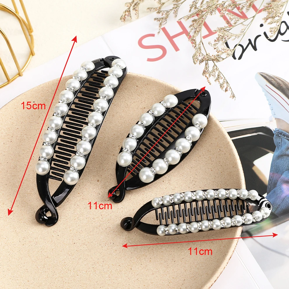 Women Hair Claw Clip Pearl Rhinestone Hair Clip For Girls Clincher Combs Barrettes Hairpin Fishtail Clip Hair Accessories