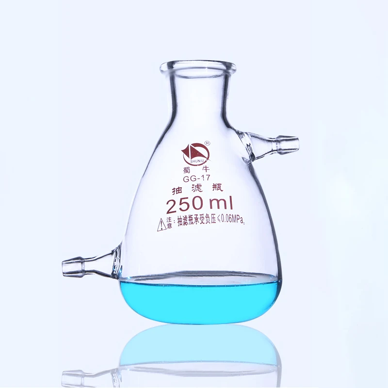 1pc 125ml 250ml 500ml 1000ml 2500ml Glass Filtration Suction Flask With two Branch Mouth Borosilicate Filter Bottle