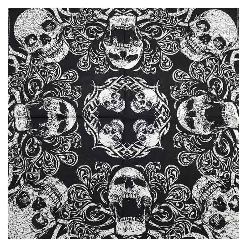 AliExpress NIUPOZ New Design Fashion Hip Hop 100% Cotton Skull Bandana Square Scarf Black Paisley Bicycle Headband For