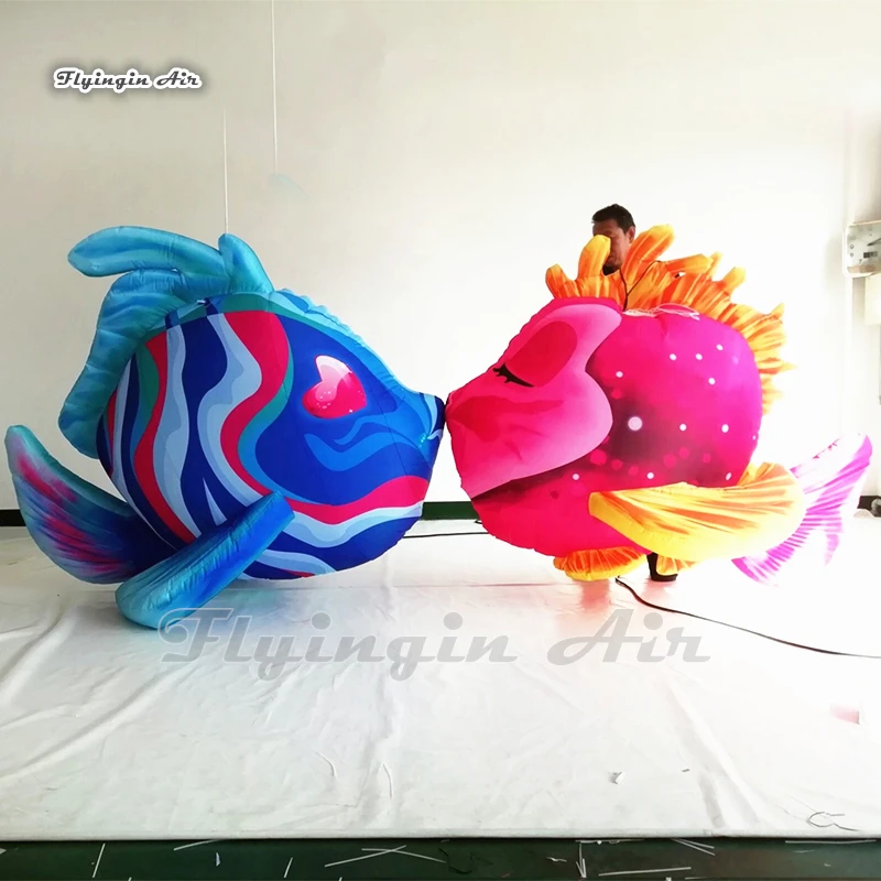 

Lovely Hanging Large Inflatable Fish 2m Length Blue/Pink Air Blow Up LED Fish Balloon For Club Party Decoration