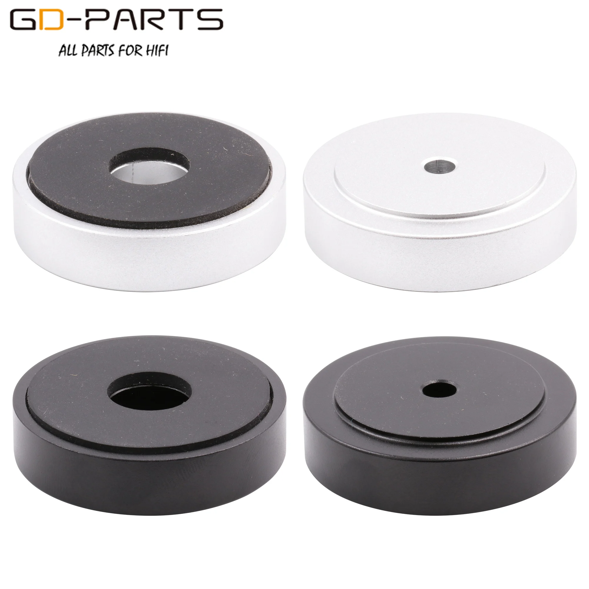 40x10mm Obrabiane, pełne aluminiowe podkładki izolacyjne pod głośniki do odtwarzacza AMP DAC CD Obrotowa obudowa Srebrny Czarny