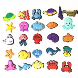 1Pcs Sea Animals Turtle Conch Crab Cute Fish PVC Shoe Charms Accessories Children Shoe Buckle Decorations Backpack Ormaments