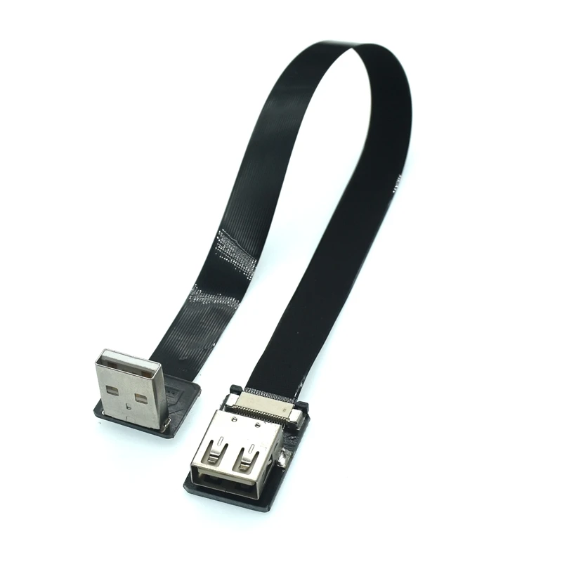 DIY Hot Sale USB 2.0 A Male To Female 90 Degree Angled Usb Extension Cord Flat Wire Charging Data FPV Cable 5cm 10cm 0.5m 1m