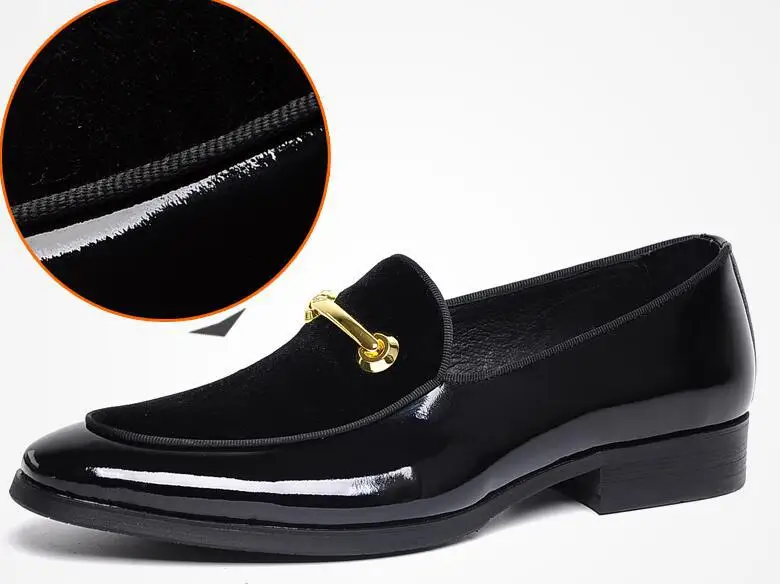 Large Size EUR45 Black / Blue Loafers Boys Prom Shoes Genuine Leather Social Shoes Mens Wedding Shoes