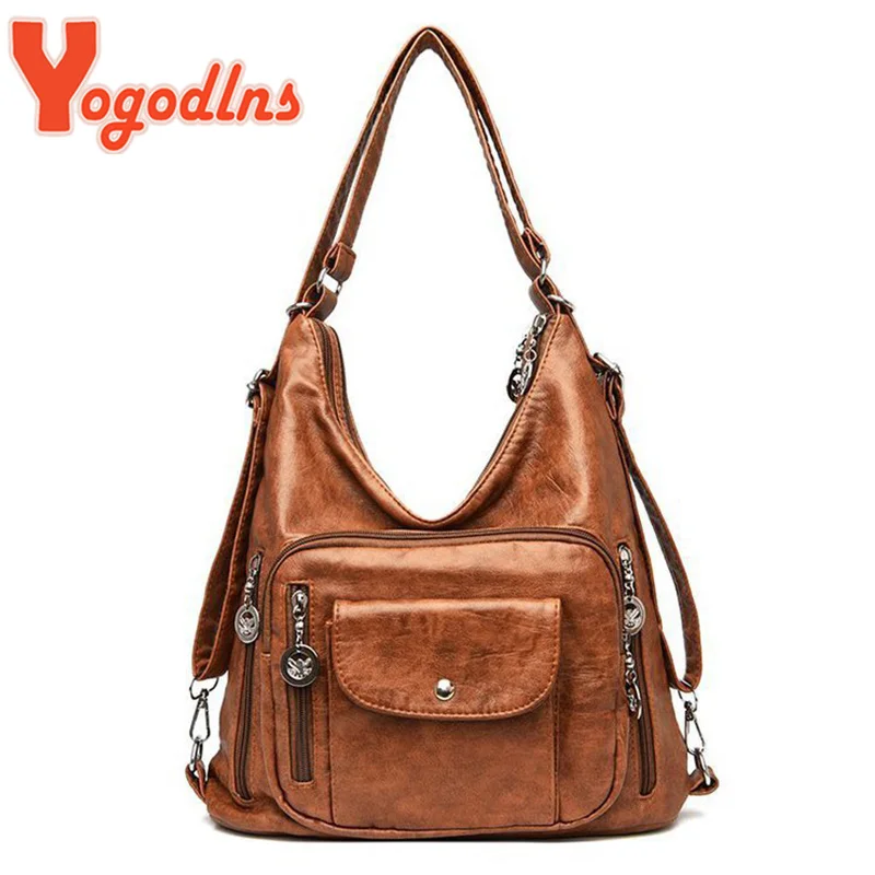 

Retro Leather Shoulder Bag Female Multi-pockets Crossbody Bag Fashion Large Capacity Handbag New Messenger Bag Tote sac