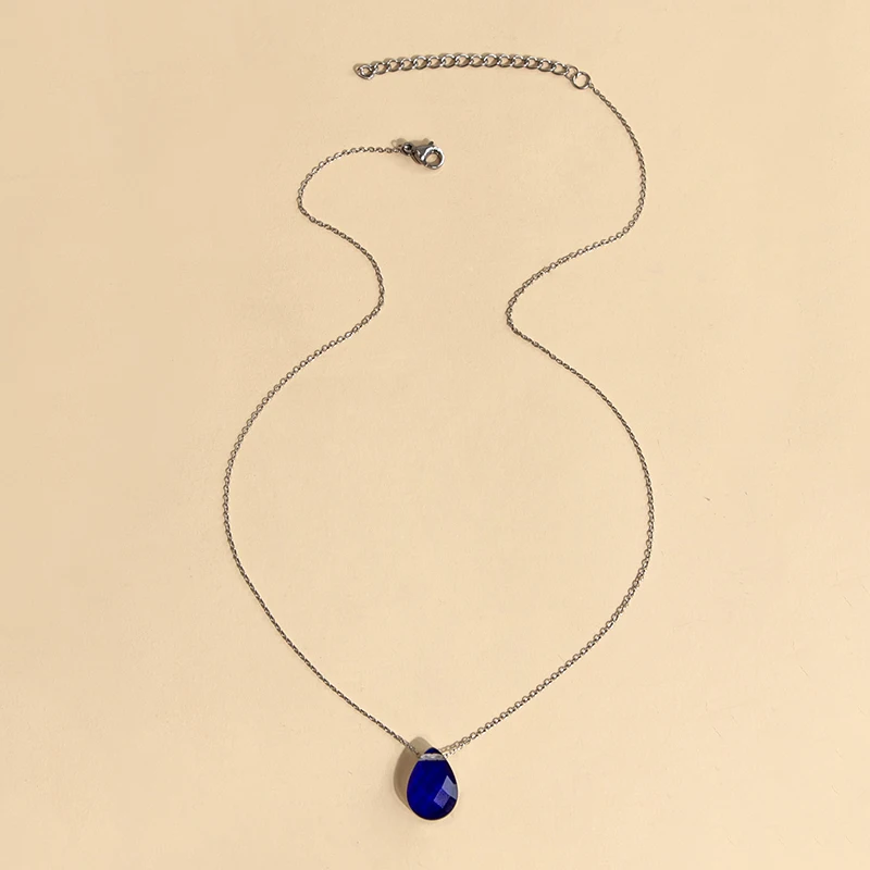 Sensor Beads Temperature Change Color Changing Mood Necklace Water Drop Heart Pendant Stainless Steel Chain Necklace