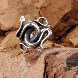 Sterling Silver Double-Headed Snake Ring Punk Retro Thai Silver Publicity Personality Exaggerated 925 Sterling Silver Ring