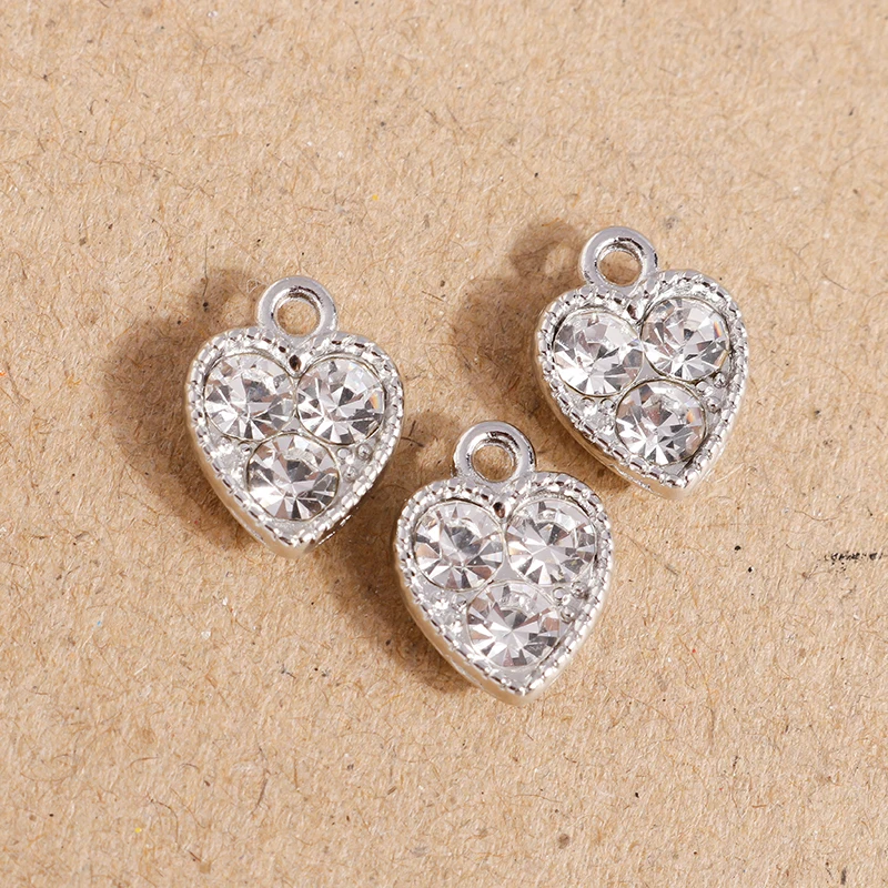 10 Stück 10*13mm süße Kristall Liebe Herz Charms für Schmuckherstellung Anhänger DIY Halskette Ohrringe Armband Zubehör Zubehör – Detail 4