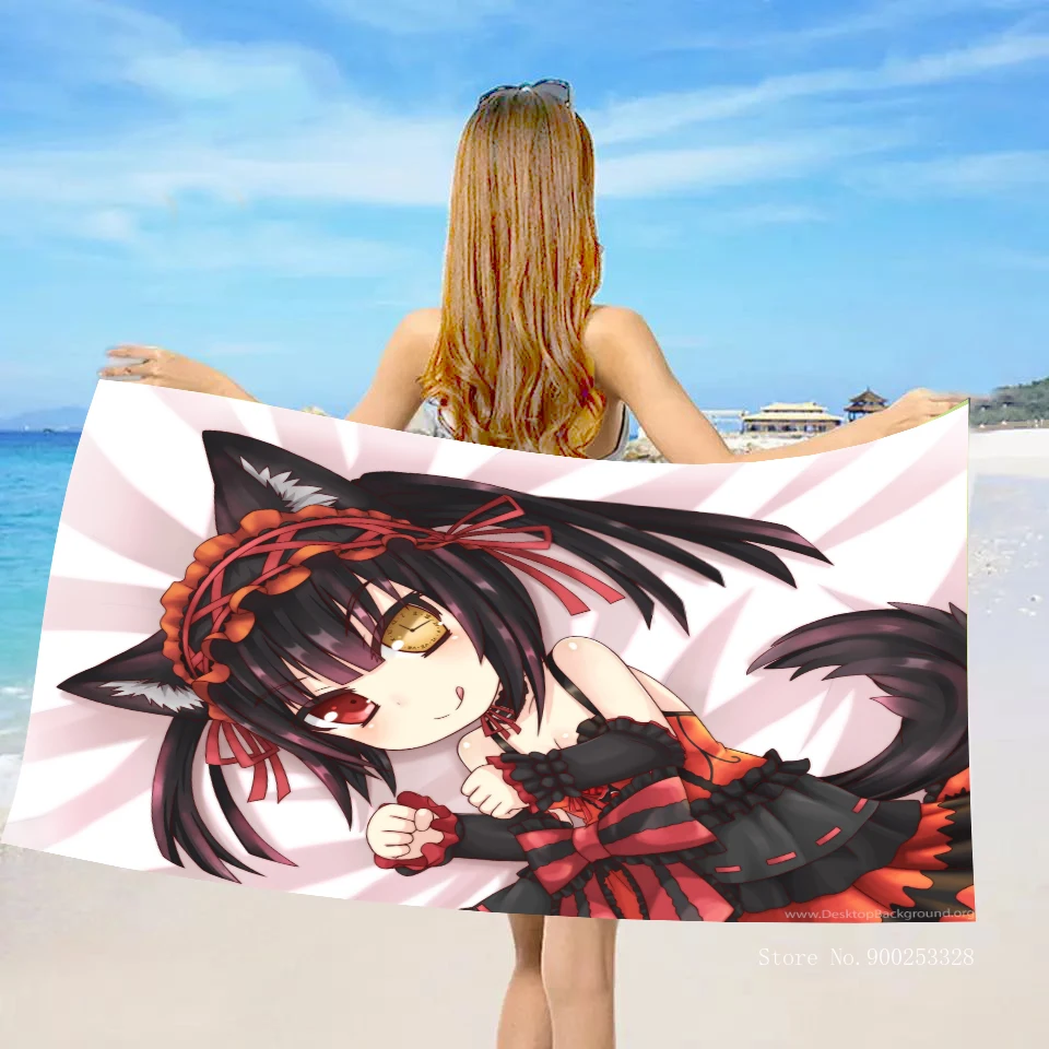 Date A Live Towel Microfiber Beach Towel for Kids Adult Anime Gifts Quick-dry Bath Shower Towel Large Yoga Mats Towels 70X150cm