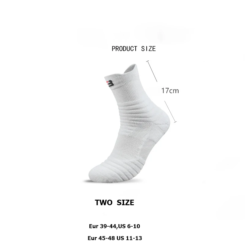 Basketball Socks Men Women Thick Cotton Sport Sock Mid-Tube Breathable Deodorant Running Cycling Soccer Football Sock EU45 46 47