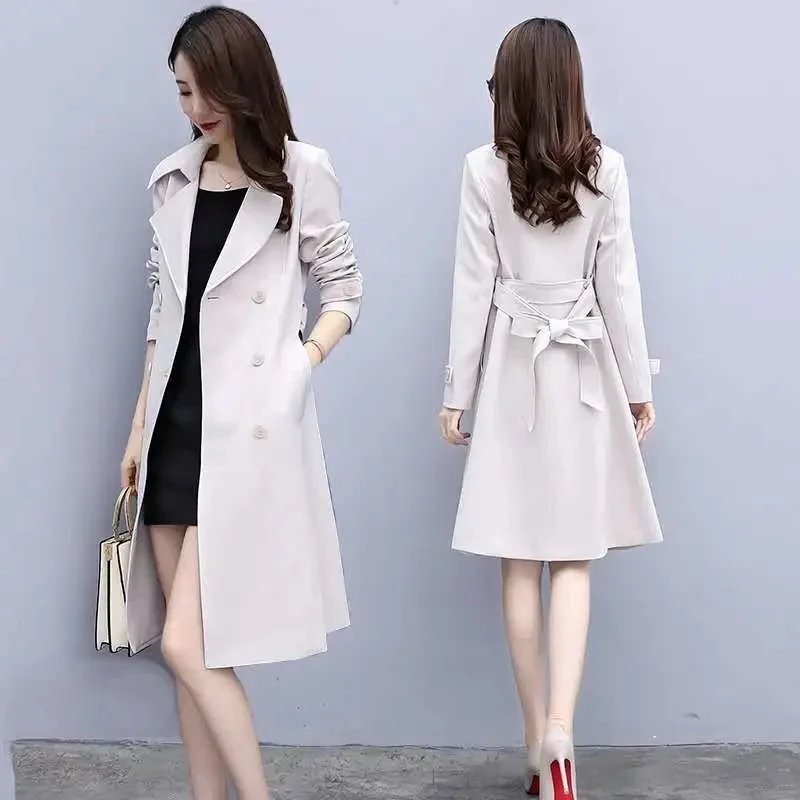 Female Over-The-Knee Windbreaker Women's Mid-length 2024 Spring  Autumn New Slim Slimming Lining Coat