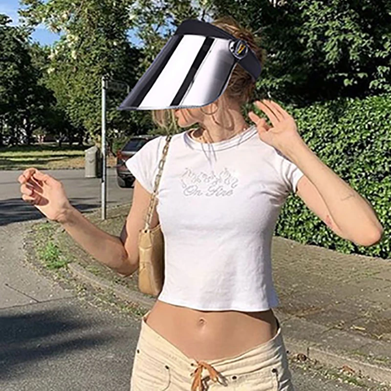 Giolshon Summer Anti-UV Women Men Baseball Hat Transparent Empty Top Plastic PVC Sunshade Hat Visor Caps Bicycle Sun Hat Sports