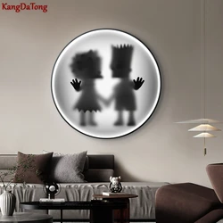 Creative Design Of Circular Porch Decorative Painting Black And White Tide Brand Kaw Hanging Picture Animation Led Indoor Light