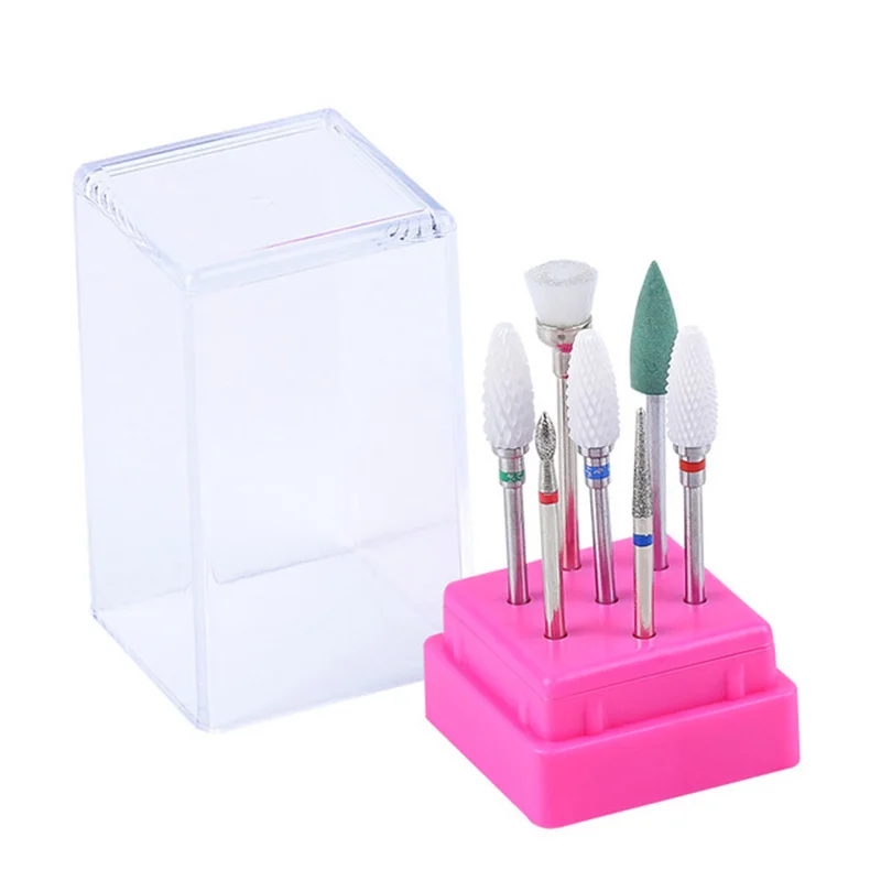 Combined Nail Drill Bit 7 Pcs/Set Ceramic Milling Cutter Equipment Kits Gel Polish Remover Nail Files Buffers Nail Art Tool