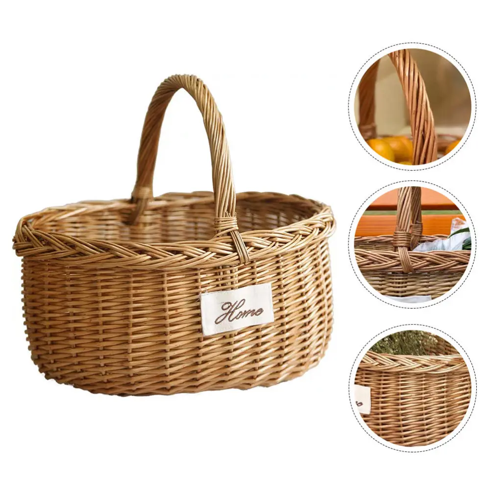 1Pc Seagrass Storage Creative Simple Plant Holder Flower Container Willow Weaving Seagrass Storage Portable Outdoor