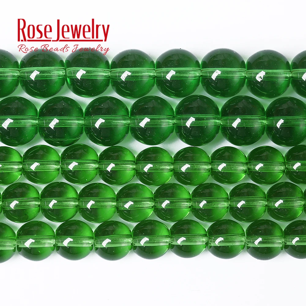 Wholesale Smooth Clear Green Glass Round Spacer Beads for Jewelry Making 4 6 8 10 mm Loose Beads Diy Bracelet 15\