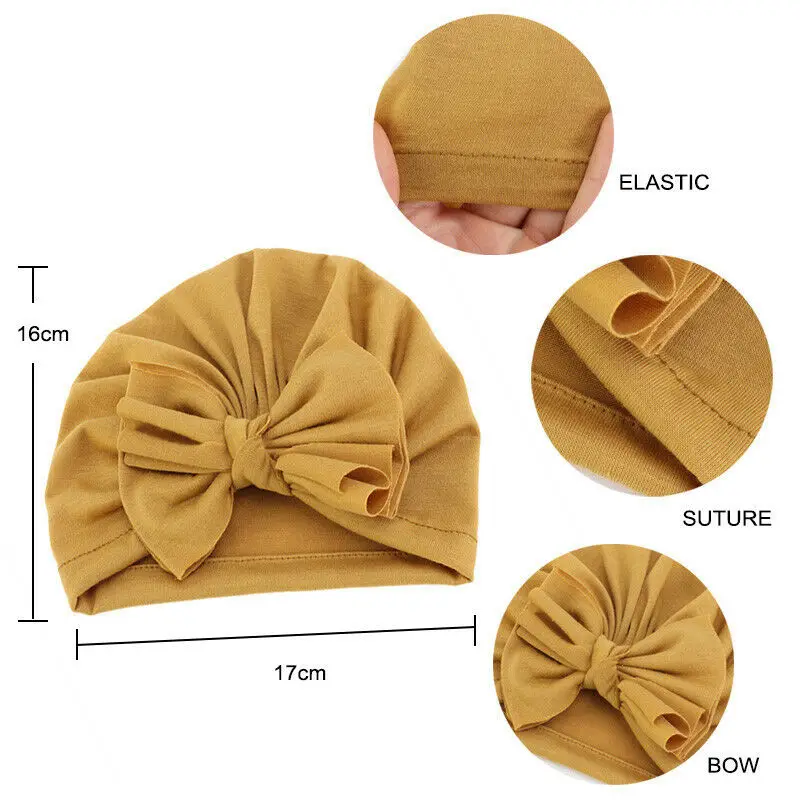 2024 Baby Accessories Baby Girl Hat With Bow Knot Infant Beanie Solid Big Bowknot Cap For Girls Kid Hats Turban Bonnet Fashion