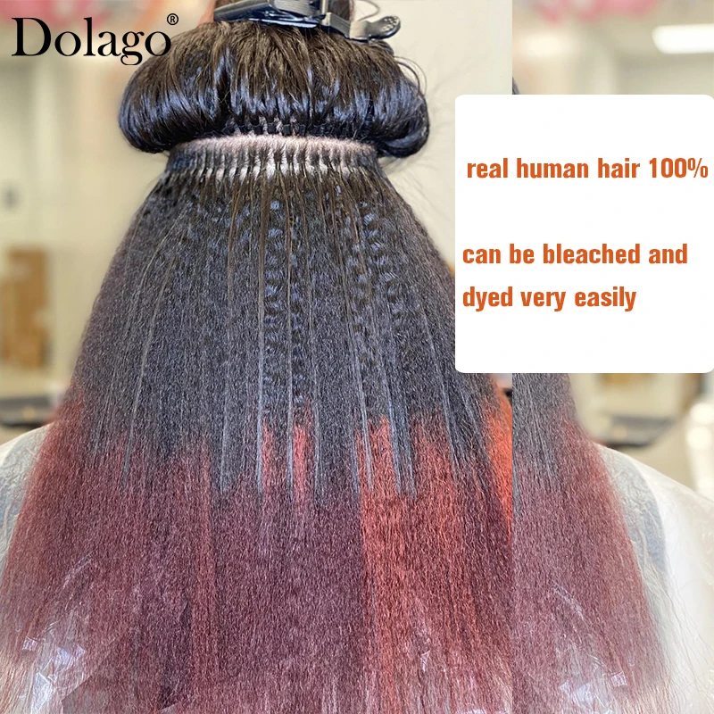 Microlinks Hair Extensions For Black Women Kinky Straight Bundles I Tips Human Hair Extensions Coarse Yaki Hair Blown Out Dolago