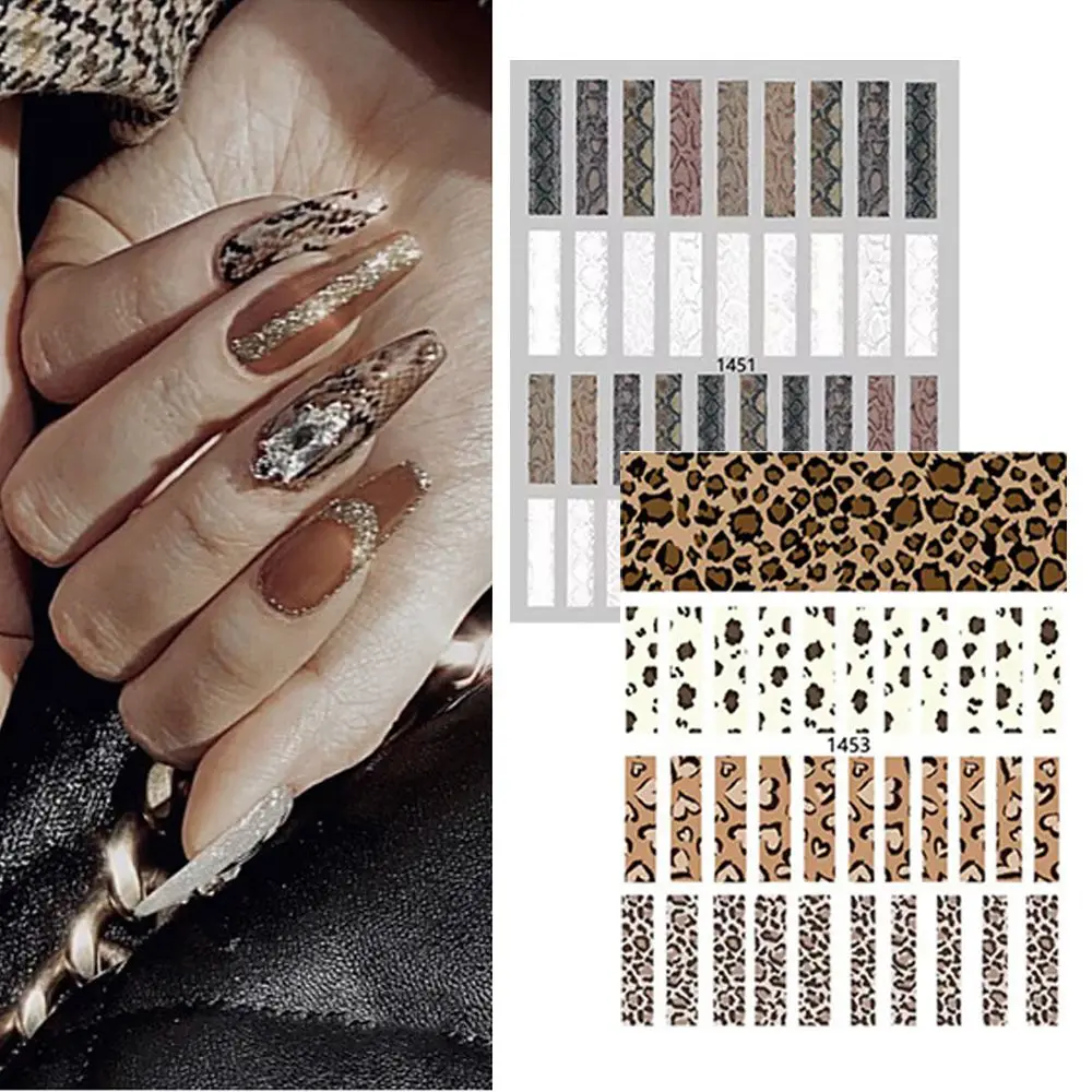 Yılan kaplan leopar desen Nail Art Sticker su transferi çıkartma hayvan baskı tırnak süsü Slider tam kapak manikür dekorasyon