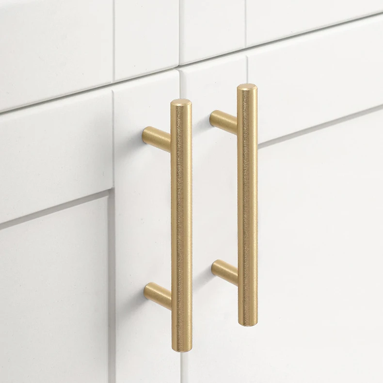 KAK 20 Stück Küchengriffe aus gebürstetem Gold, Edelstahl, T-Bar, Türgriff, 76 mm, 96 mm, Schrankknöpfe und Griffe, schwarzer Möbelgriff – Detail 5