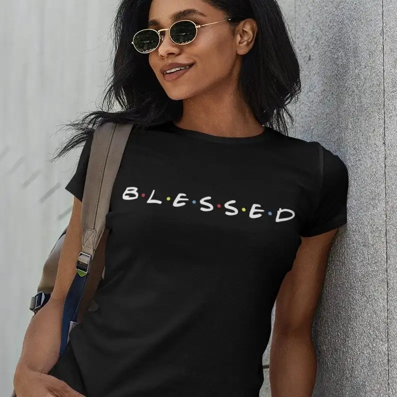 

Blessed Inspirational Motivational Shirt Christian Jesus Christ Graphic Shirt Cotton O Neck Female Clothing Short Sleeve Tees