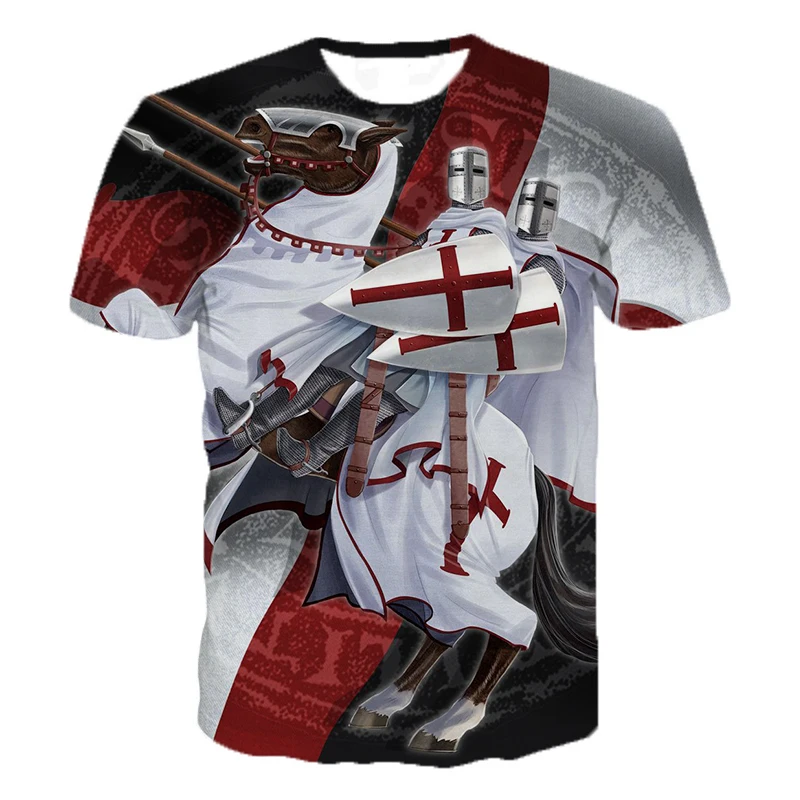 2022 New Arrival Knights Templar 3D Printed T Shirt Men Women Fashion Casual Short sleeve Hip Hop Streetwear Oversized T-shirt image 5