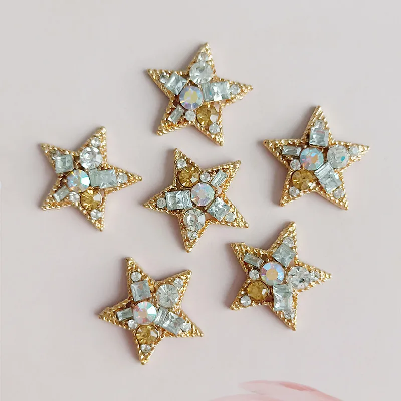 10pcs/lot Color Alloy Star Diamond Decoration Rhinestone Buttons Flatback for Accessories Diy Bridal Hair Accessories Jewelry